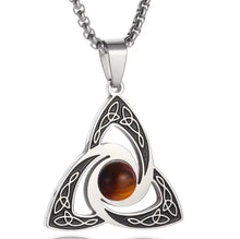 Load image into Gallery viewer, Witches Knot Pendant with Tiger Eye

